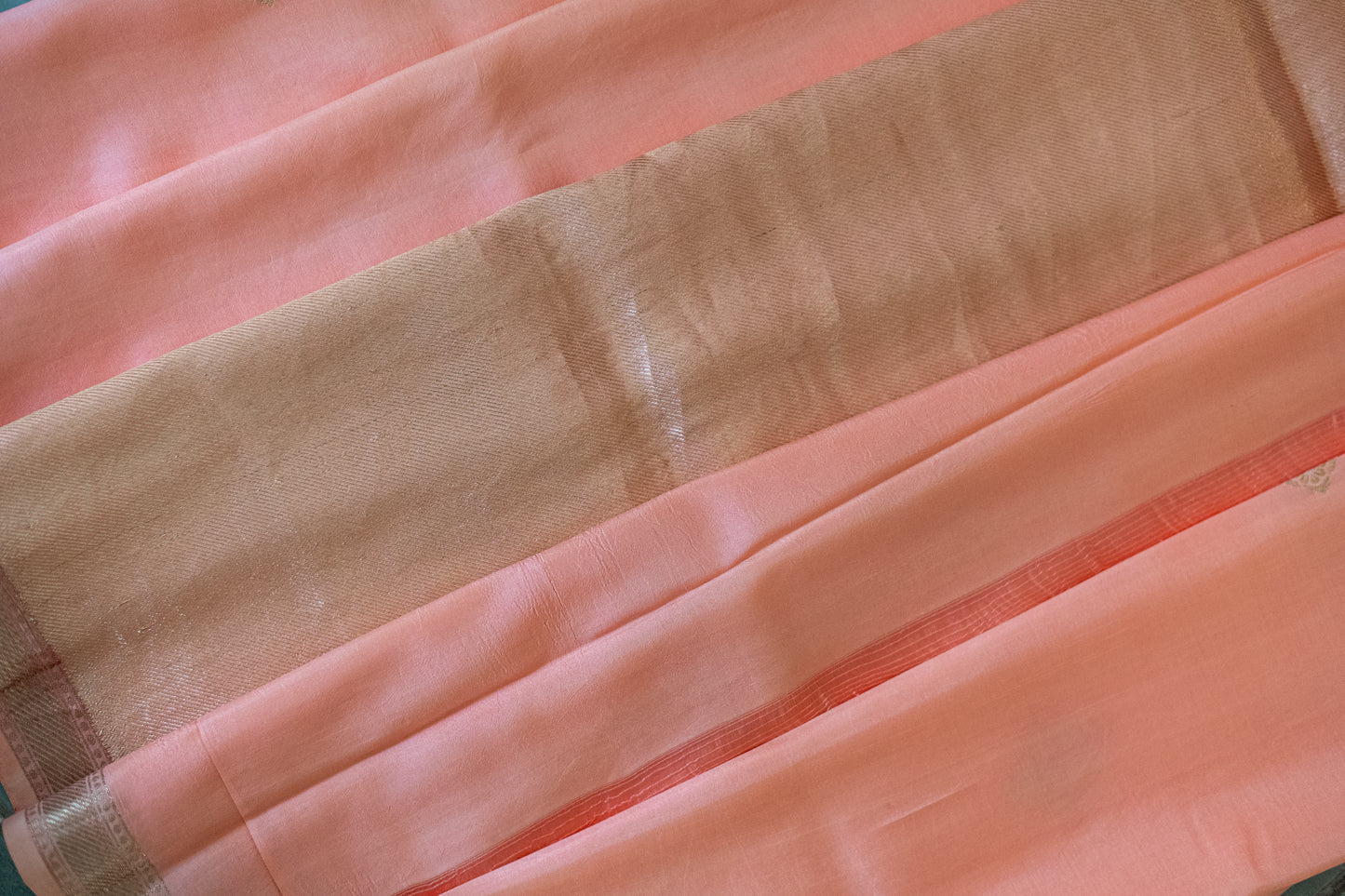 Pastel Peach Banaras Silk Saree