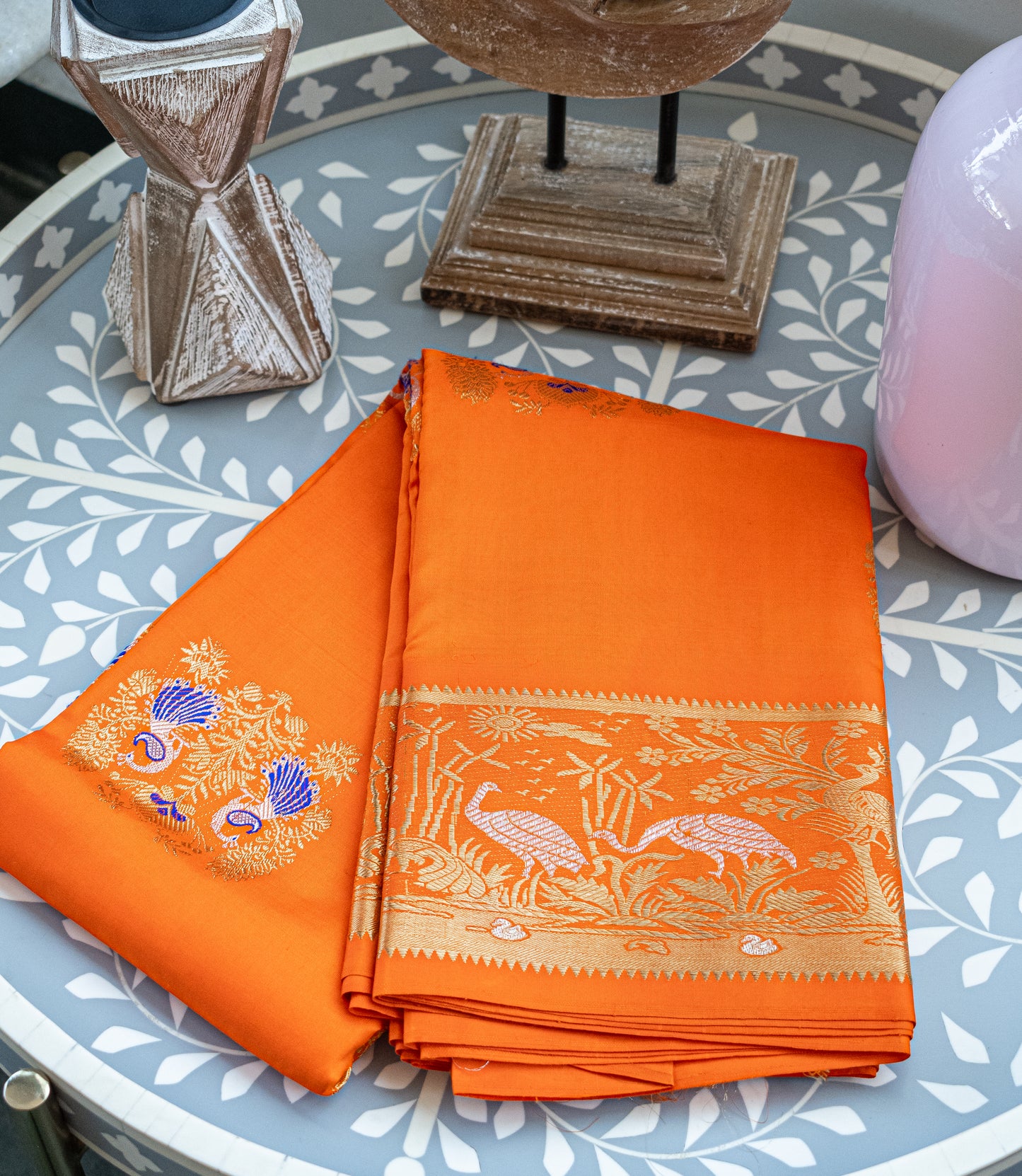 Orange Kanjivaram Pattu Saree