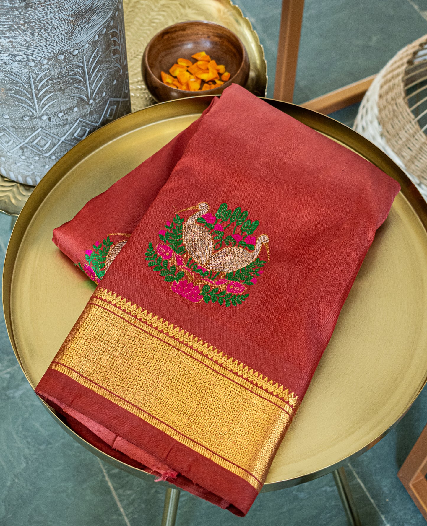 Brown Kanjivaram Pattu Saree