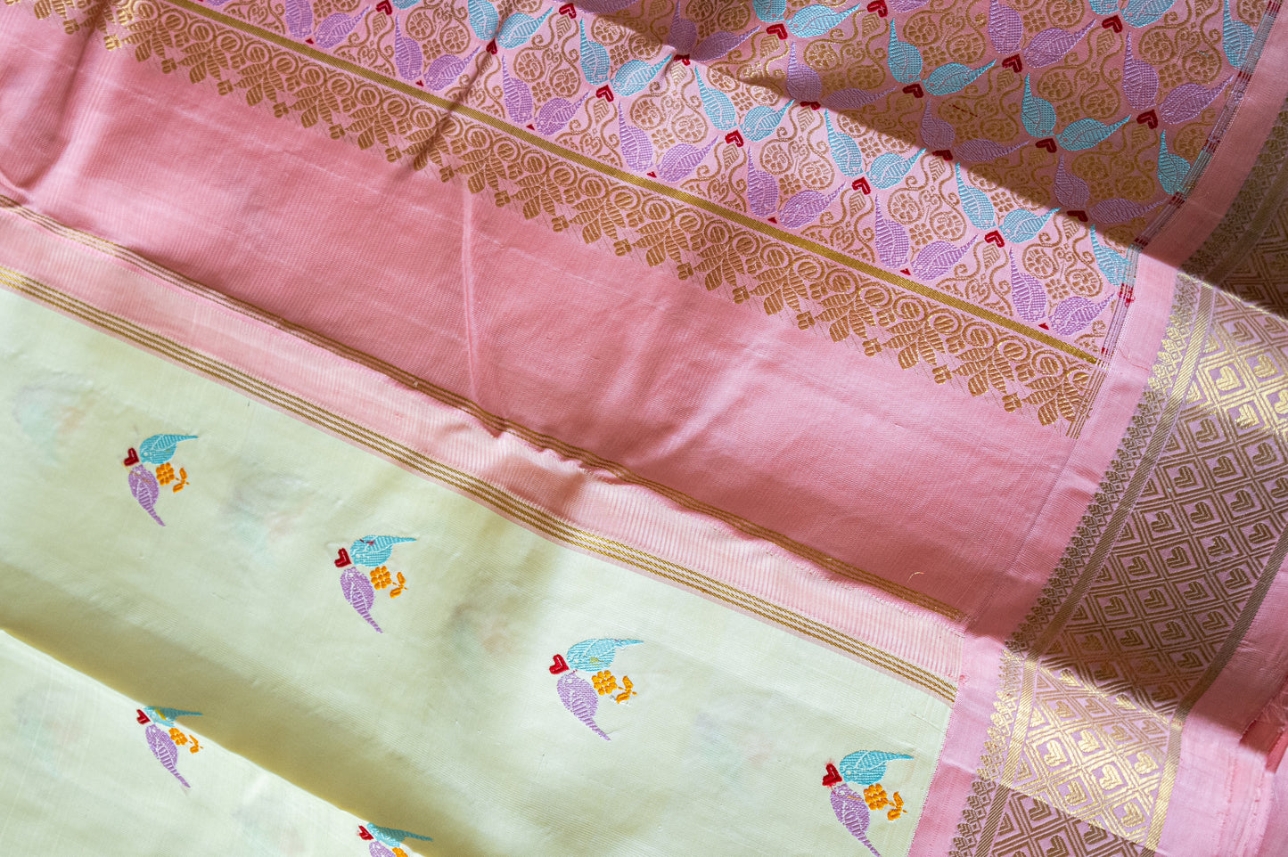 Half White Baby Pink Saree