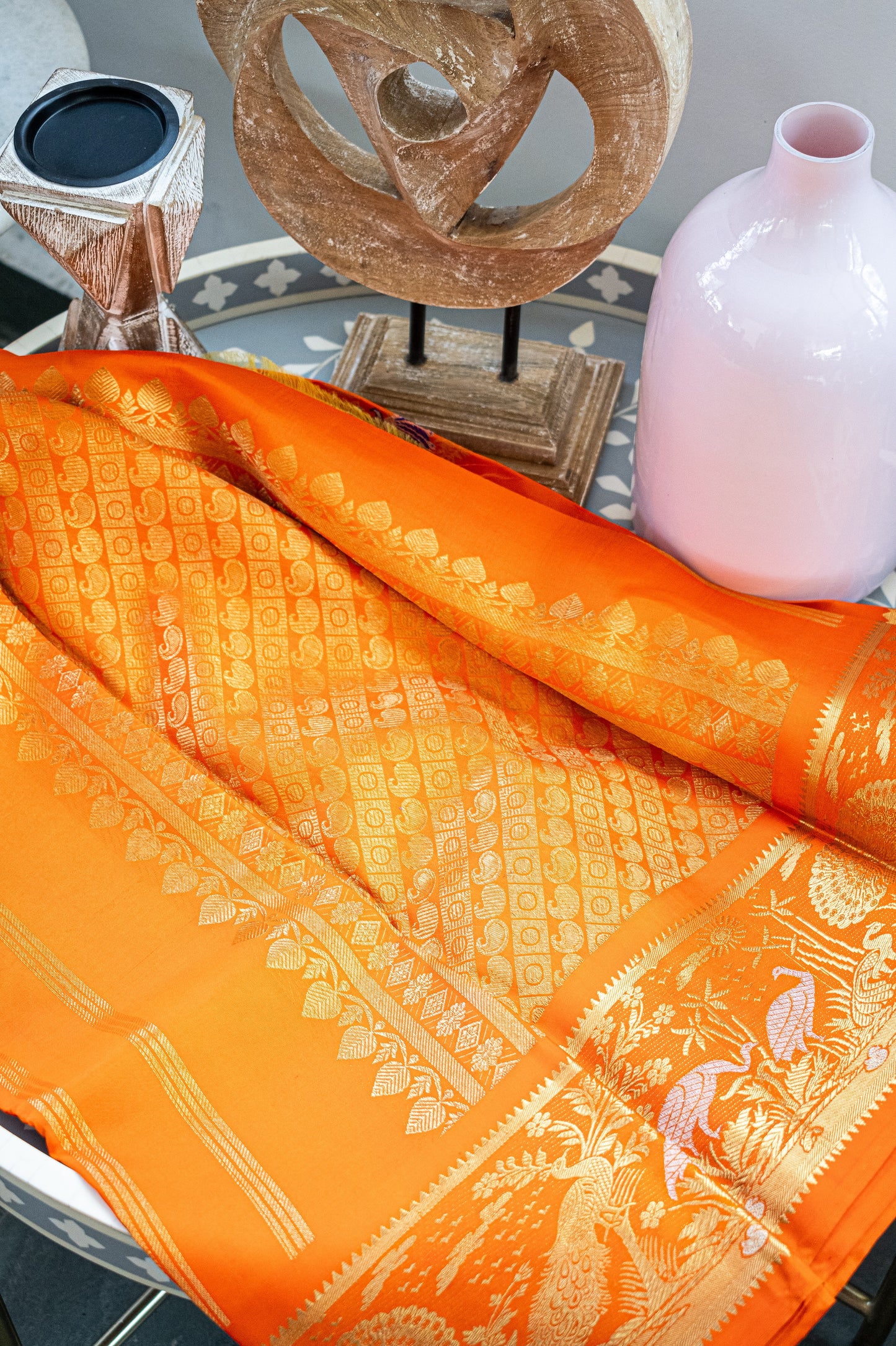 Orange Kanjivaram Pattu Saree