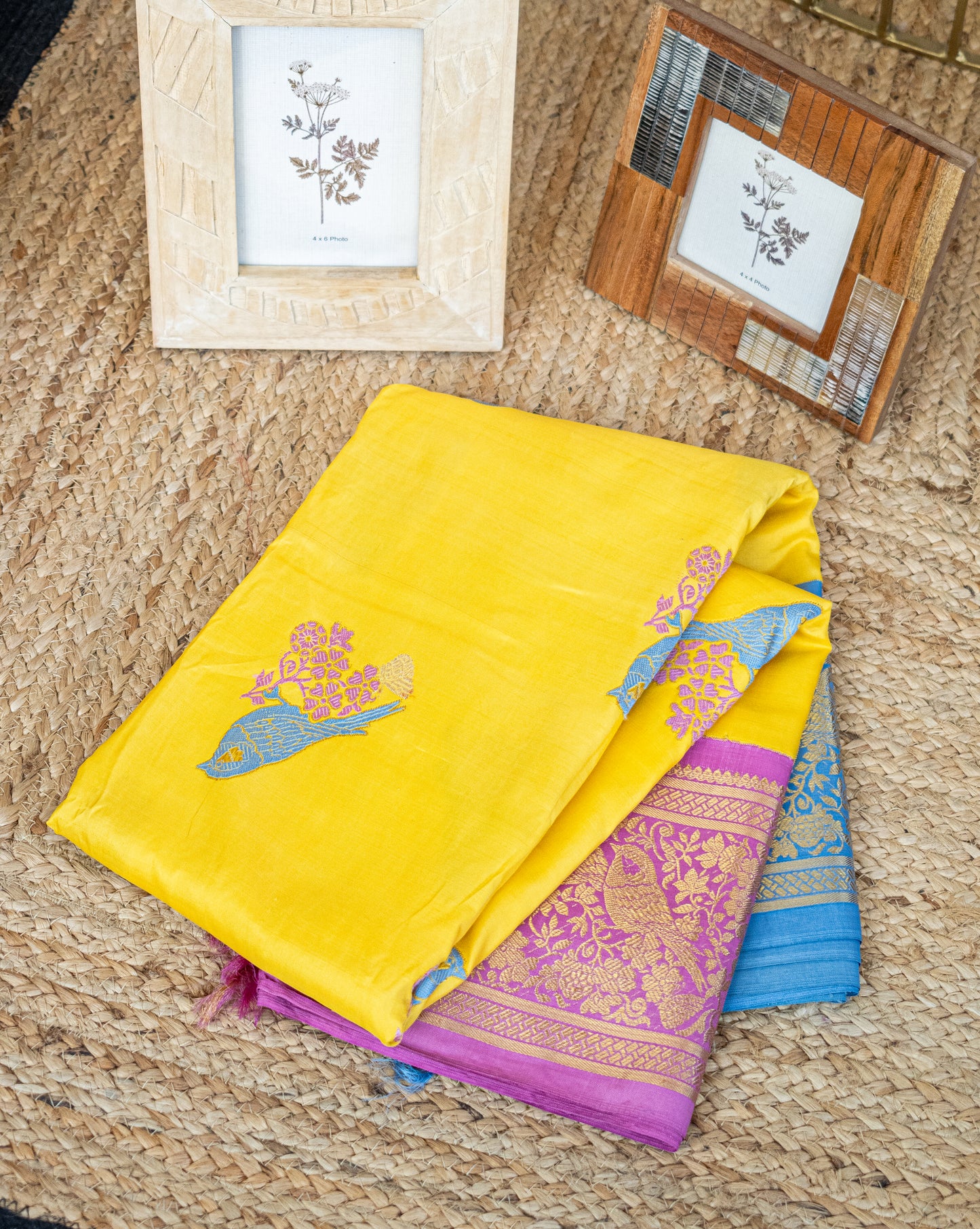 Yellow with Dual Colour Border Kanjivaram Pattu Saree