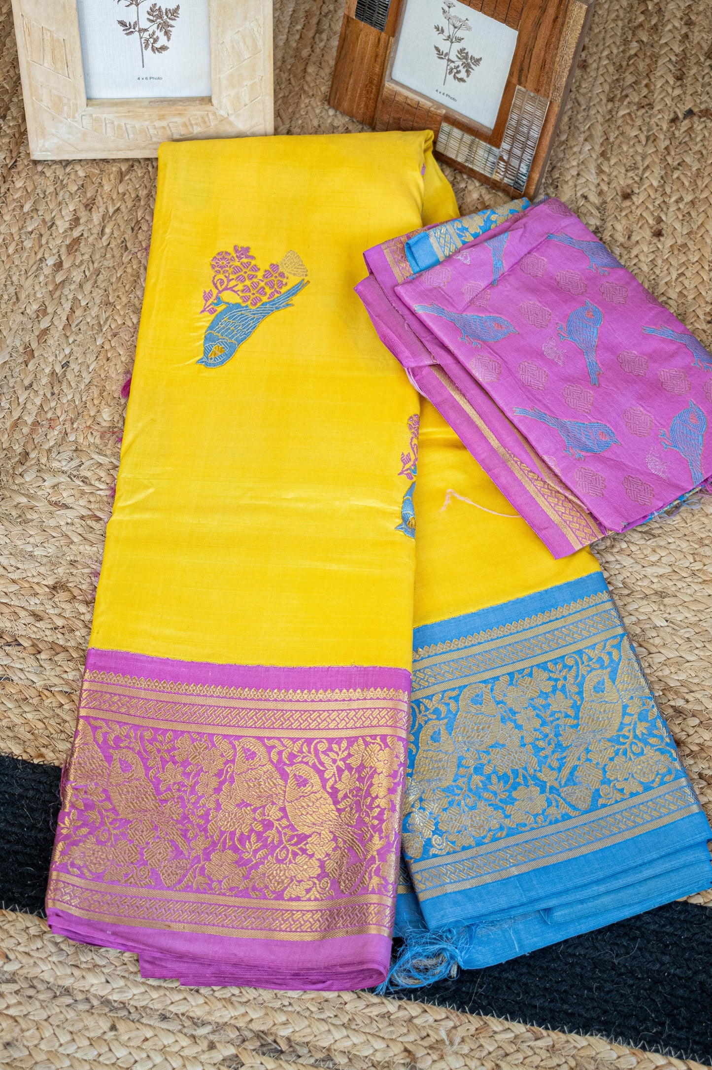 Yellow with Dual Colour Border Kanjivaram Pattu Saree