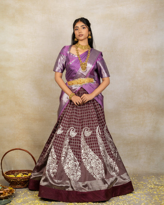 Brown Kanchi Panelled Lehenga