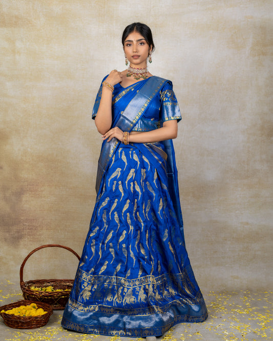 Blue Kanchi Panelled Lehenga