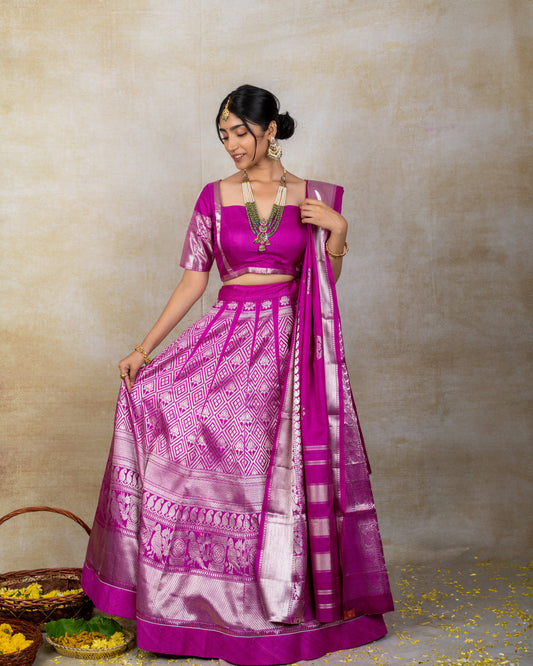 Pink Kanchi Panelled Lehenga