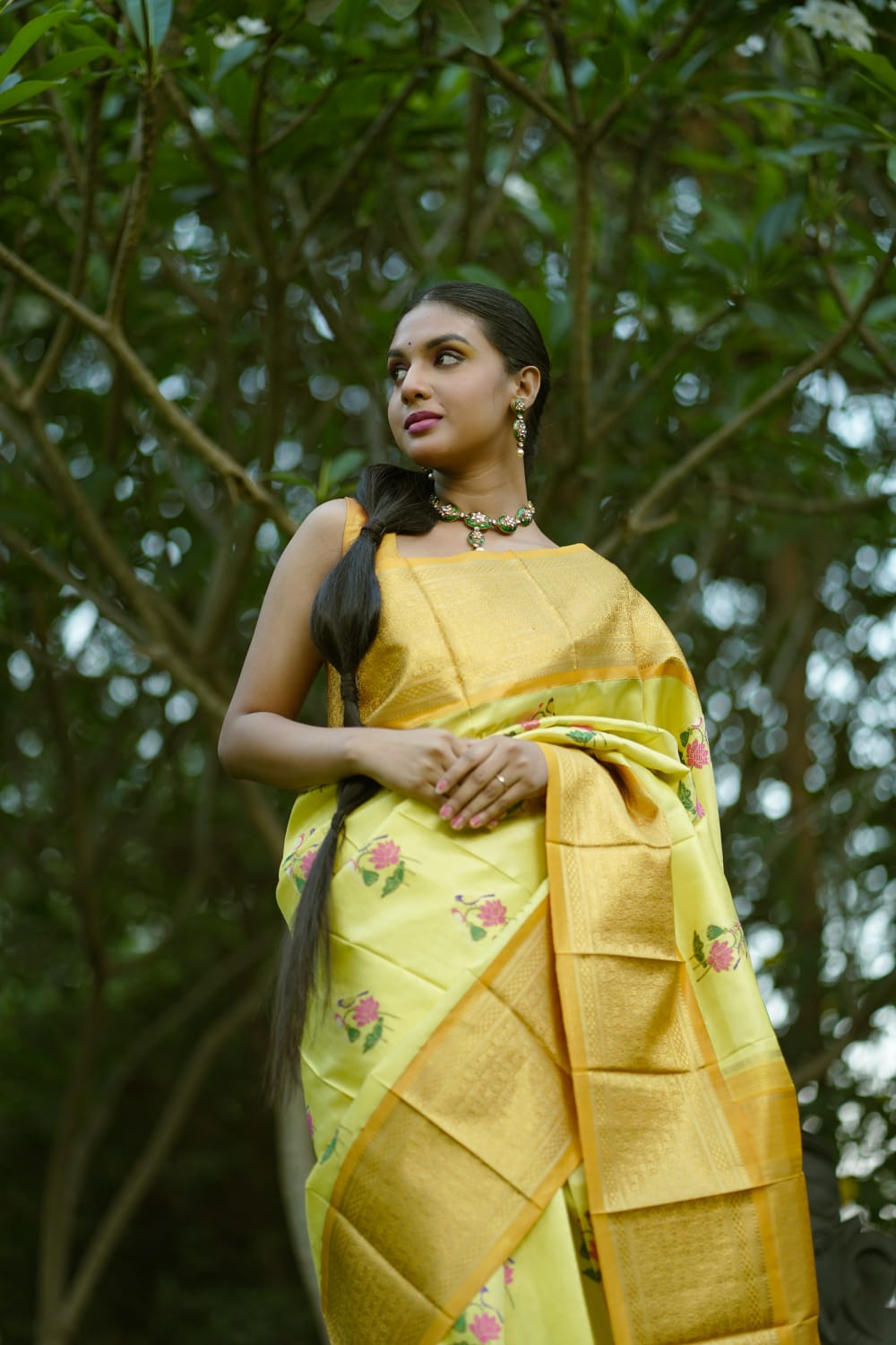 LEMON YELLOW LATEST GEORGETTE ALL OVER SEQUENCE SAREE