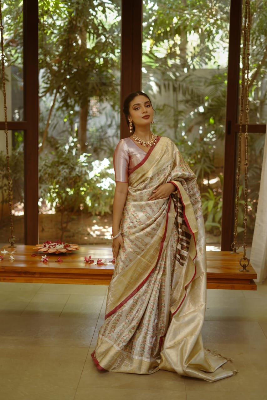 Silver Tissue Saree