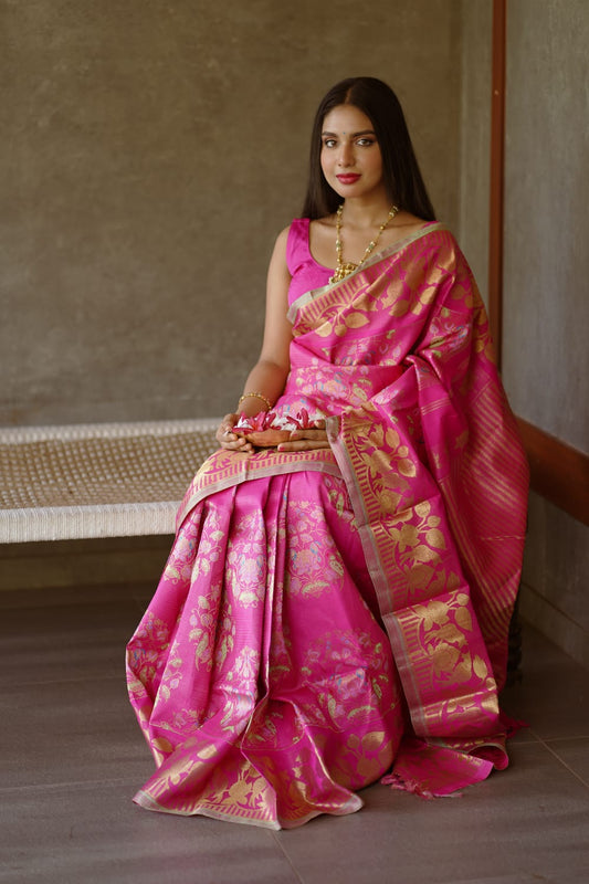 Pink Kanchipattu Saree