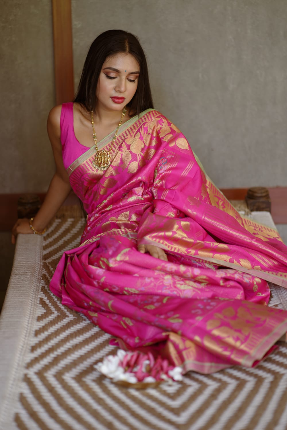 Pink Kanchipattu Saree